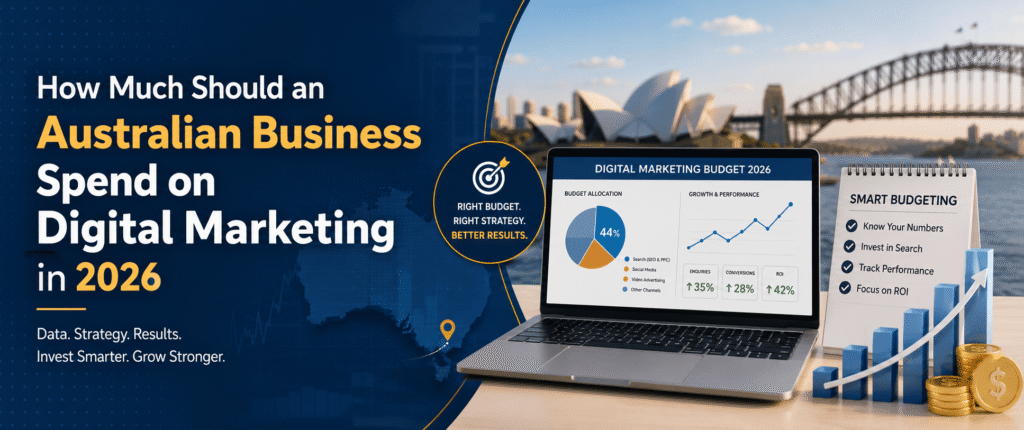 Australian business owner planning a digital marketing budget across search, paid ads and website